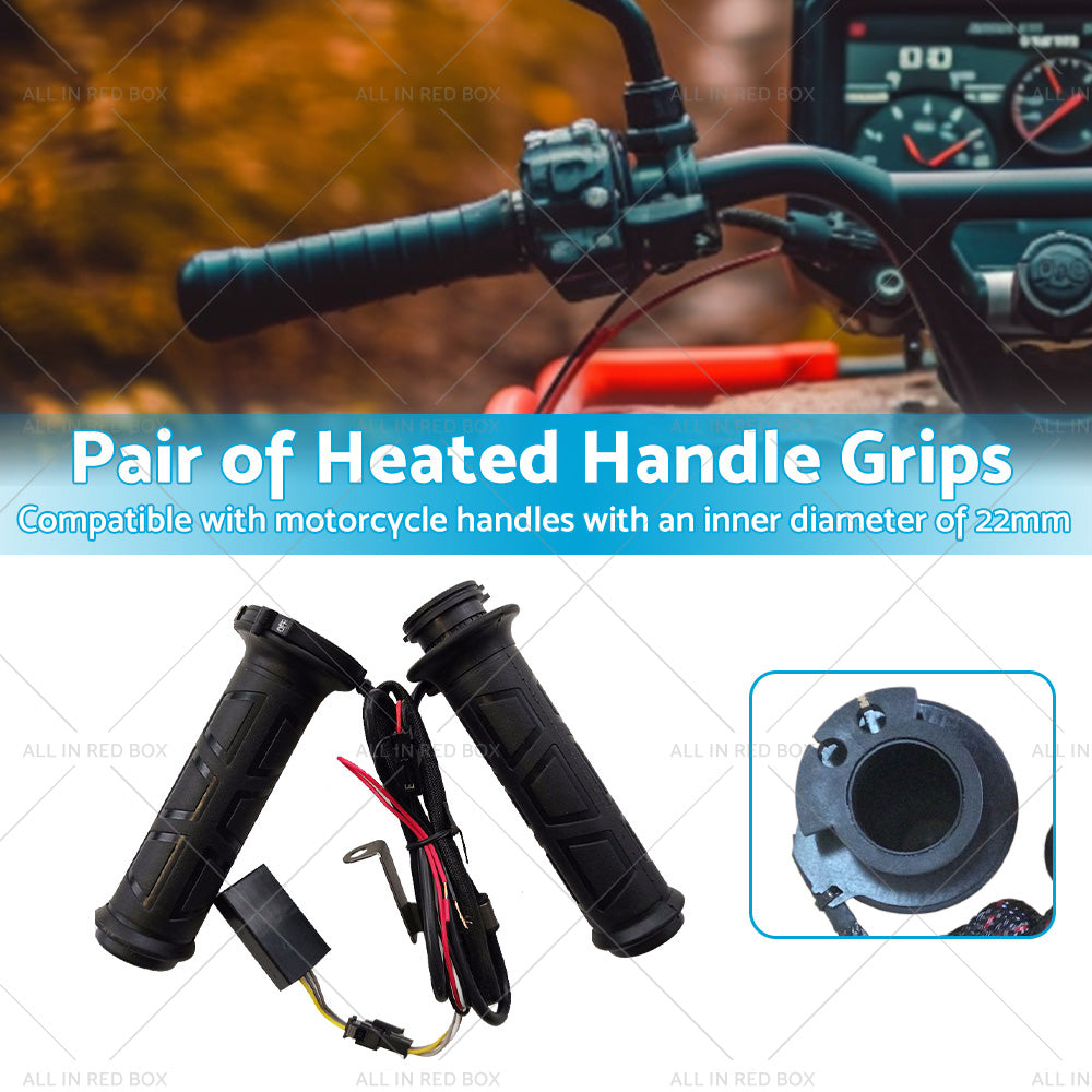{{ 12v Motorcycle Heated Hand Rubber Grips 22mm 7 8'' Handlebar Grip Adjustable Hot }} - Buy Car Parts Online at {{ Kaka Auto Parts }}.
