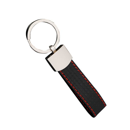 1x Black Key Ring Keychain With Metal & PU Leather Suitable For Universal Use