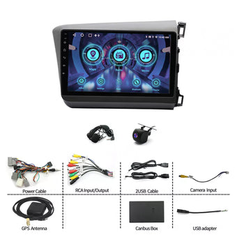 compare product Car Stereo GPS Nav Head Unit Suitable for Honda Civic 2012-2015 4+64G Carplay