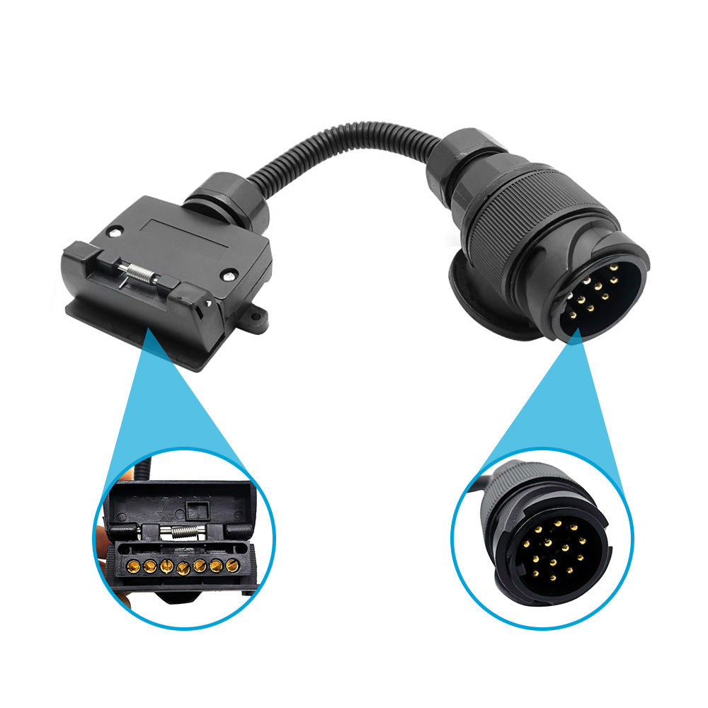 13 Pin Plug to 7 Pin Flat Socket Suitable For Trailer Caravan Wiring Connector