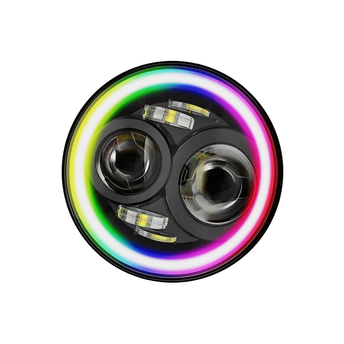 RGB Halo 7-Inch LED Projector Headlights Hi/Lo Beam DRL Suitable For Jeep GQ