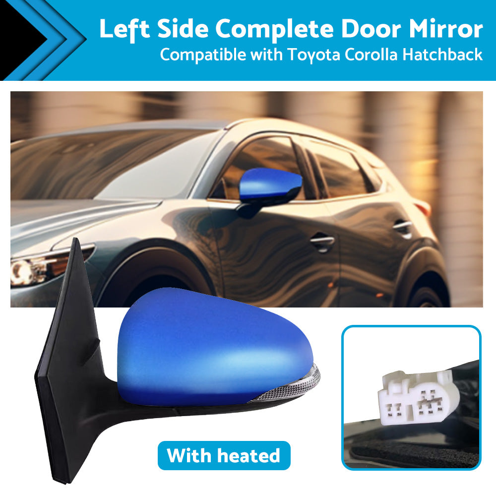 {{ Door Mirror Suitable for Toyota Corolla ZRE182 2012-2018 Hatch Left Blue Heated }} - Buy Car Parts Online at {{ Kaka Auto Parts }}.