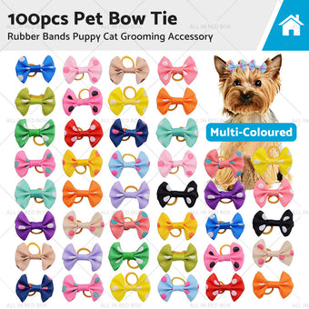 compare product Up To 100PCS Pet Small Dog Hair Bows Rubber Bands Puppy Cat Grooming Accessory