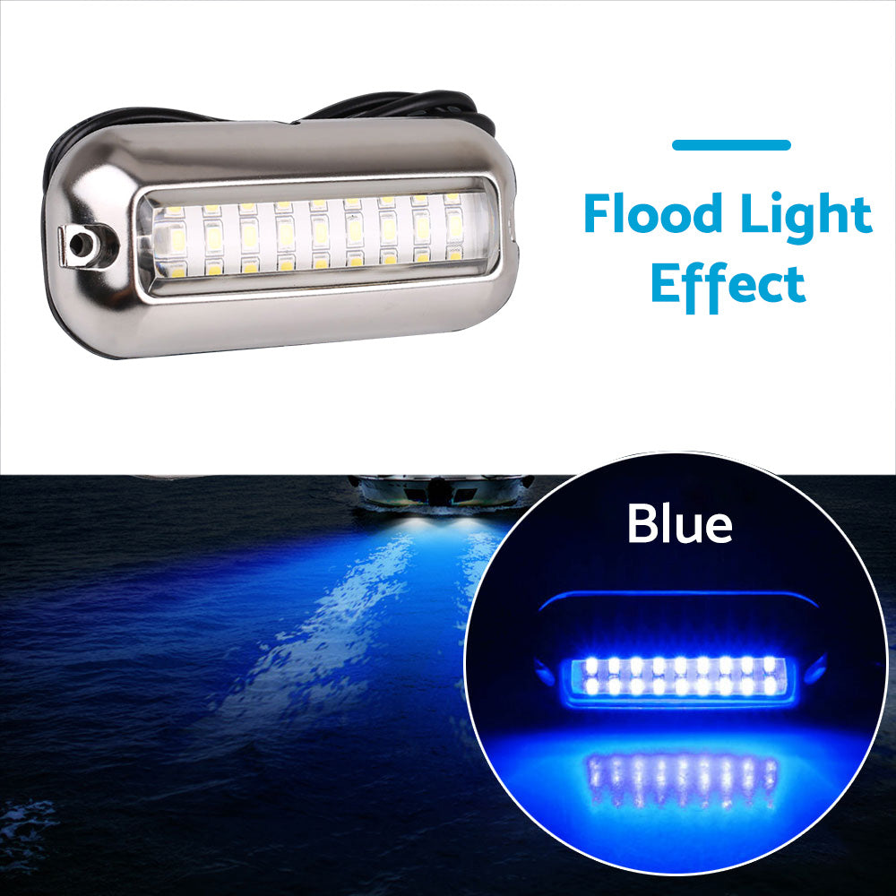 2x Blue 27LED Underwater Marine Transom Boat Light 316 Stainless Steel Pontoon
