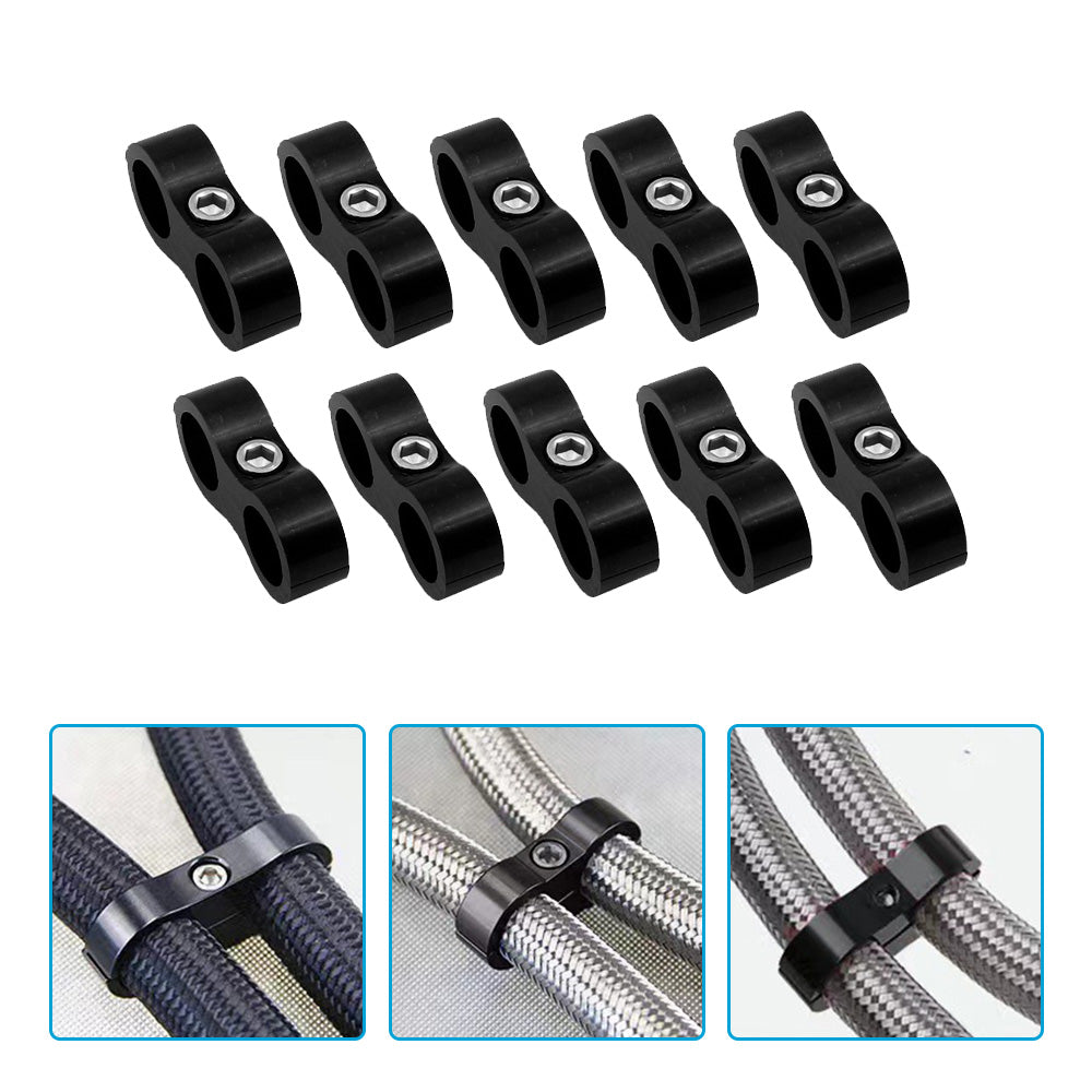10x AN8 8AN Nylon Braided Stainless Steel Fuel Oil Line Hose Separator Clamp