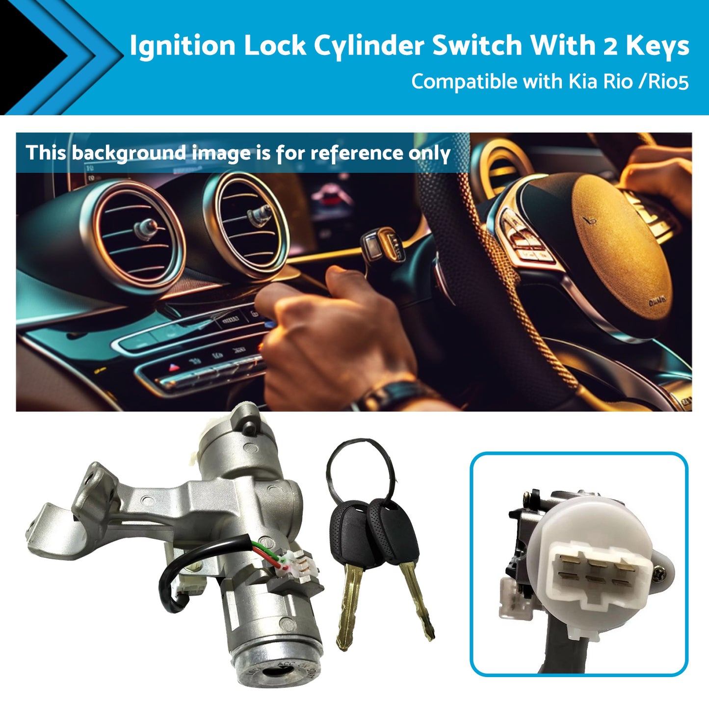{{ Suitable For Kia Rio 06-09 Ignition Lock Cylinder Switch With 2 Keys 819001GB00 }} - Buy Car Parts Online at {{ Kaka Auto Parts }}.