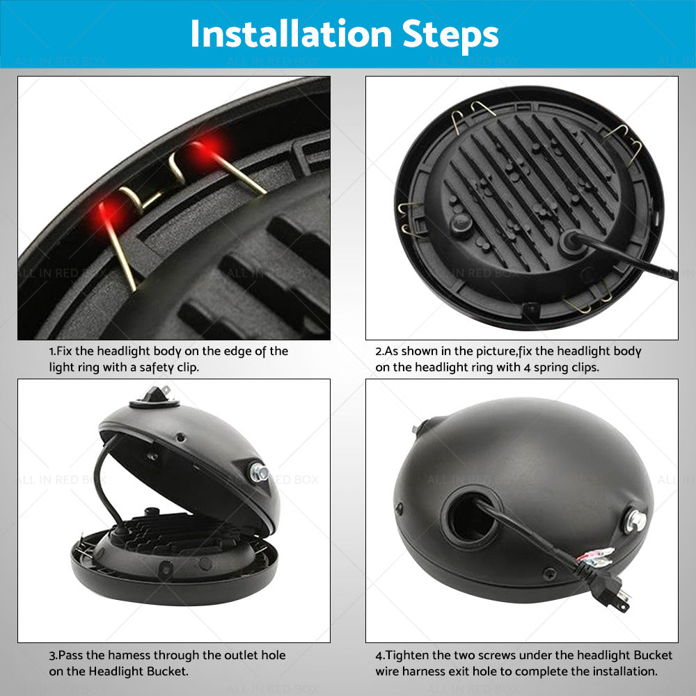 {{ 7inch Inch Motorcycle Head Light Bulb Bucket Housing Bracket Suitable For Harley }} - Buy Car Parts Online at {{ Kaka Auto Parts }}.