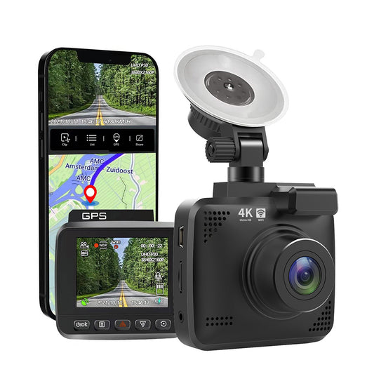 4K Car Dash Camera Recorder Suitable For Vehicles Built-in WiFi GPS UHD 2160P LCD 170° WDR Night Vision