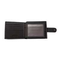Mens Wallet Black Bi Fold with Top Layer Cowhide Leather Card Slots Coin Pocket