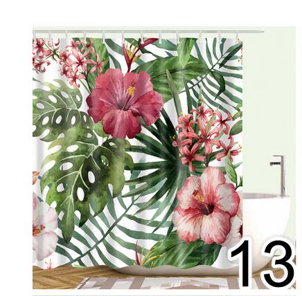 {{ Bathroom Fabric Shower Curtain 12 Hook Set Water Resistant Tropical Plants Panel }} - Buy Car Parts Online at {{ Kaka Auto Parts }}.