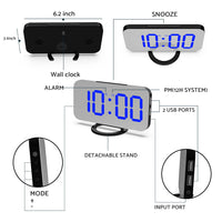 {{ Digital Alarm Clock Mirror LED Display Snooze Function Dim Mode Wall Bedroom }} - Buy Car Parts Online at {{ Kaka Auto Parts }}.