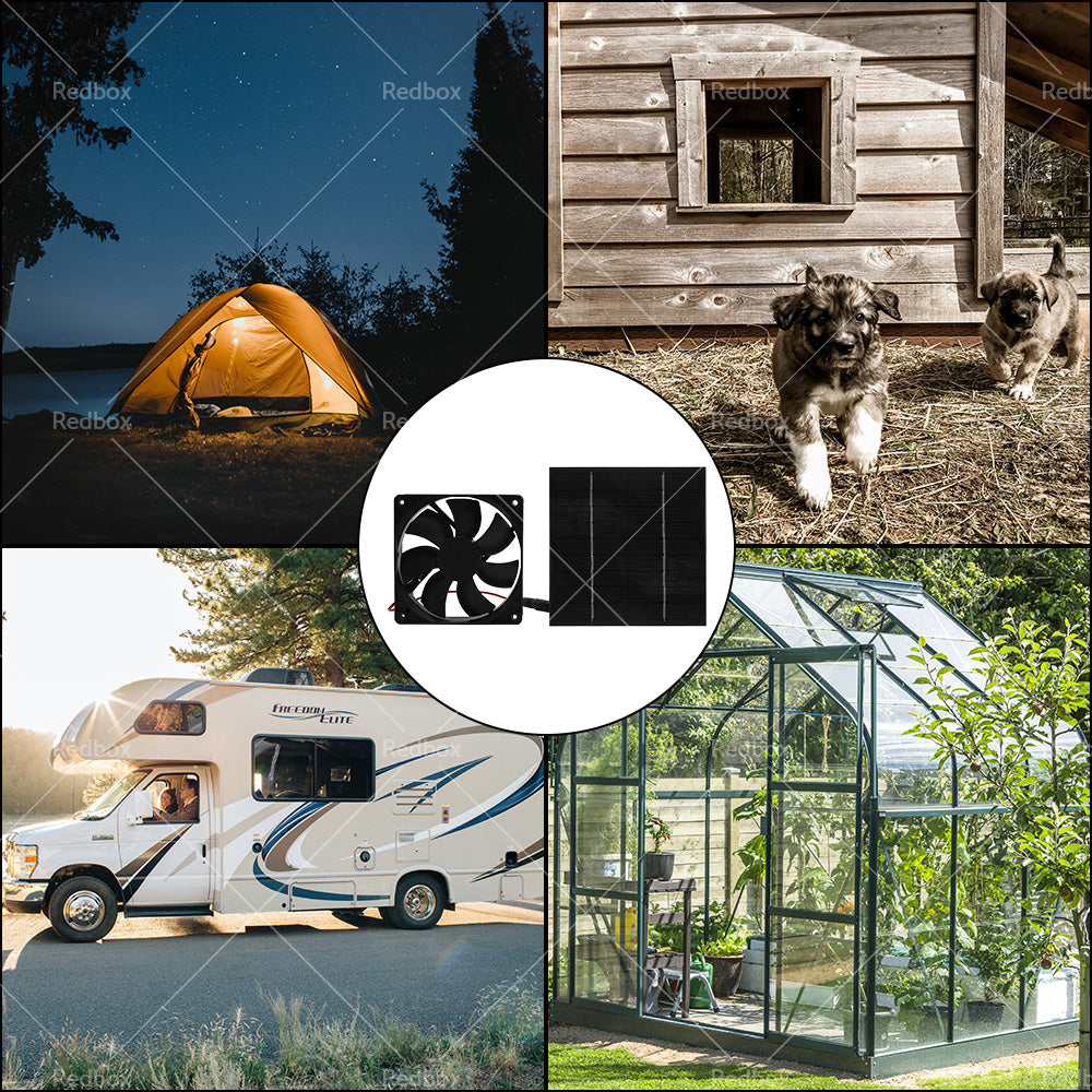 {{ 20W Solar Panel Powered Fan Mini Ventilator For Greenhouse Pet or Dog Chicken House }} - Buy Car Parts Online at {{ Kaka Auto Parts }}.