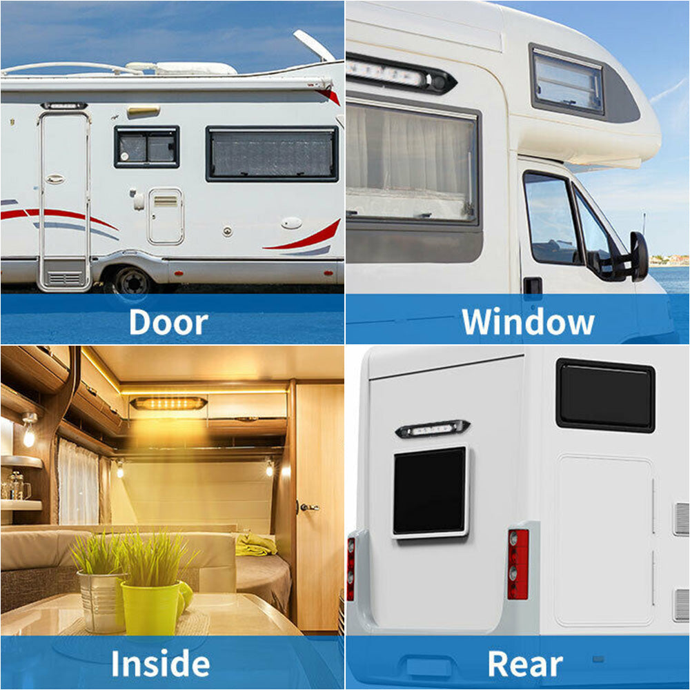 287mm Black Dual LED Bug Light 12V Awning Light with On/Off Switch Amber & White Lights