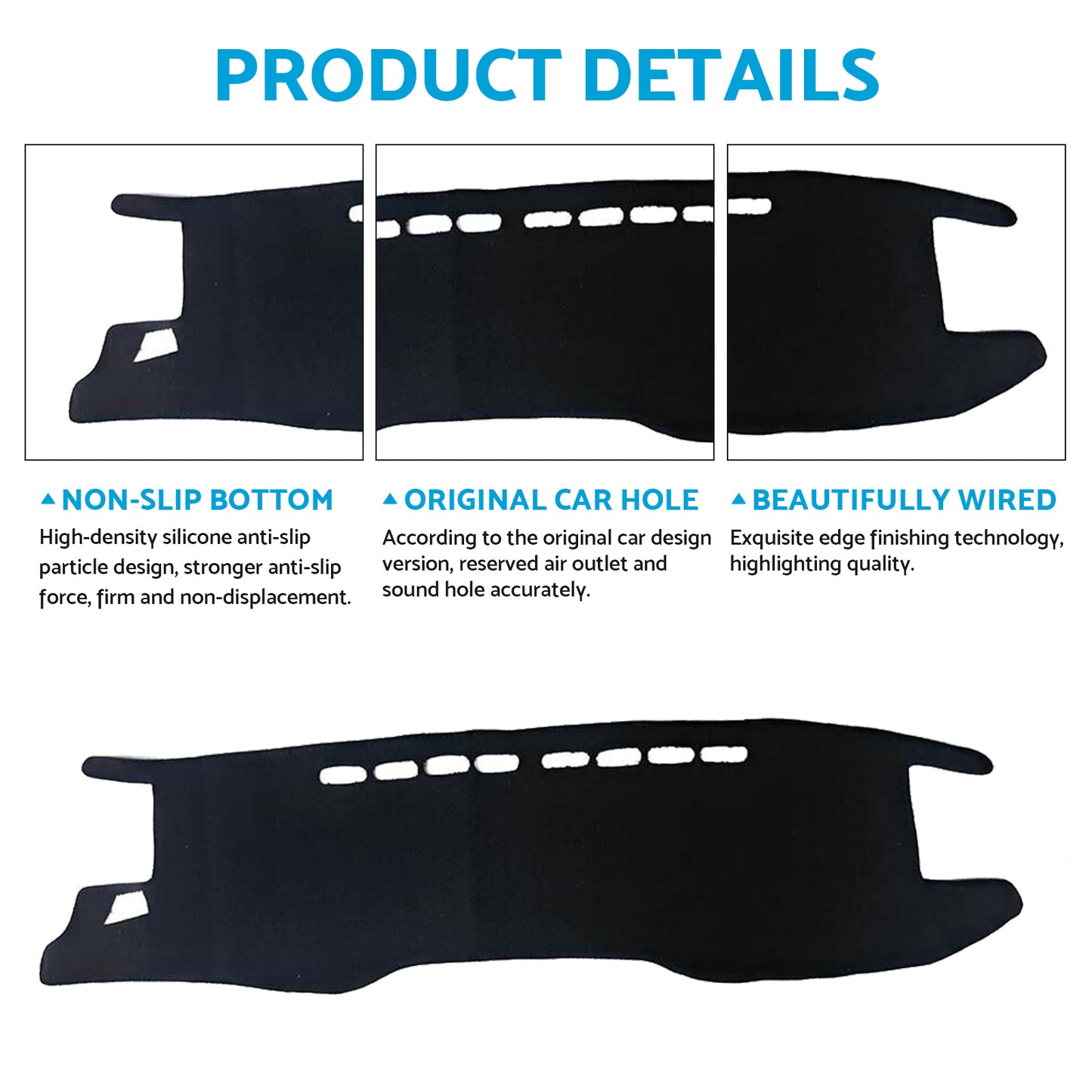 {{ Non-Slip Dash Mat Dashboard Cover Suitable For Toyota Hilux 2020-2024 Black }} - Buy Car Parts Online at {{ Kaka Auto Parts }}.