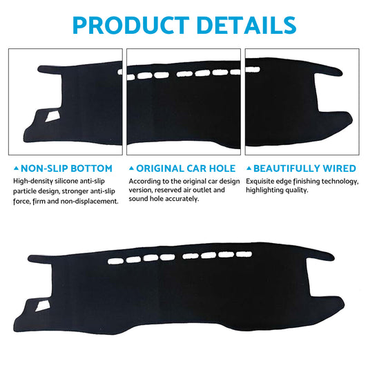 Non-Slip Dash Mat Dashboard Cover Suitable For Toyota Hilux 2020-2024 Black