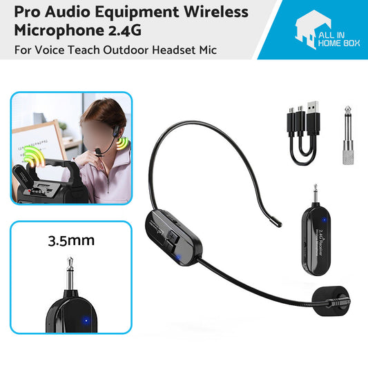 Pro Audio Equipment Wireless Microphone 2. 4G For Voice Teach Outdoor Headset Mic