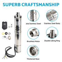 {{ 3in Deep Well Solar Bore Pump 72V 1.2KW Submersible MPPT Screw Type 180M }} - Buy Car Parts Online at {{ Kaka Auto Parts }}.