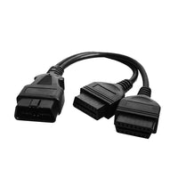 OBD2 16 Pin Splitter Extension Cable Male to Dual Female Y Lead 12 inch / 30 cm