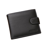 Mens Wallet Black Bi Fold with Top Layer Cowhide Leather Card Slots Coin Pocket