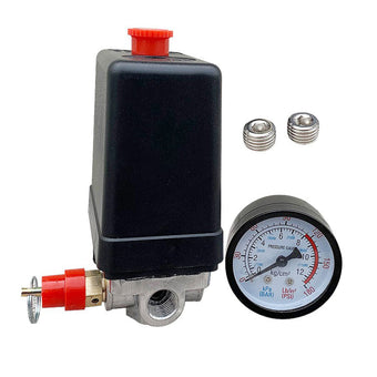 compare product Air Compressor Pressure Switch Manifold Regulator With Safety Valve Suitable For 175PSI – 4-Port