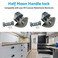 {{ 2x Zinc Alloy Half Moon Handle Push Lock Knob For Camper RV Kitchen Cabin Black }} - Buy Car Parts Online at {{ Kaka Auto Parts }}.