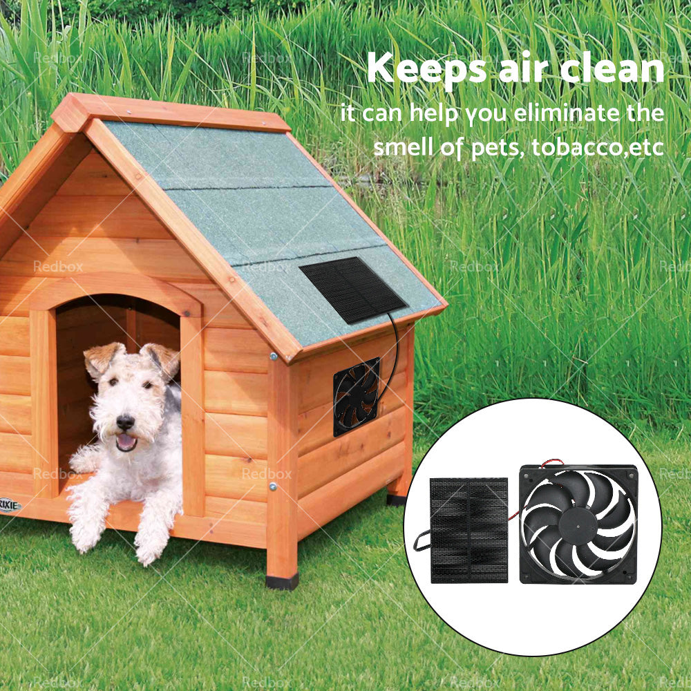 {{ 3W Solar Panel Powered Fan Mini Ventilator For Greenhouse Pet or Dog Chicken House }} - Buy Car Parts Online at {{ Kaka Auto Parts }}.