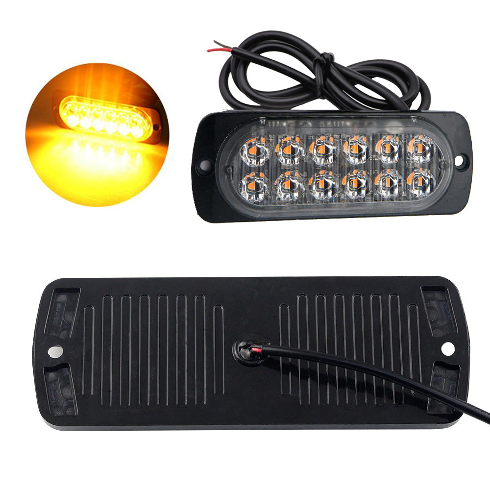 12 LED Strobe Light Emergency Warning Beacon White Amber 12V/24V
