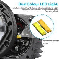 2x 3inch Flush Mount LED Work Light Bar Reverse Fog Lamp 4WD White Yellow 8D Len