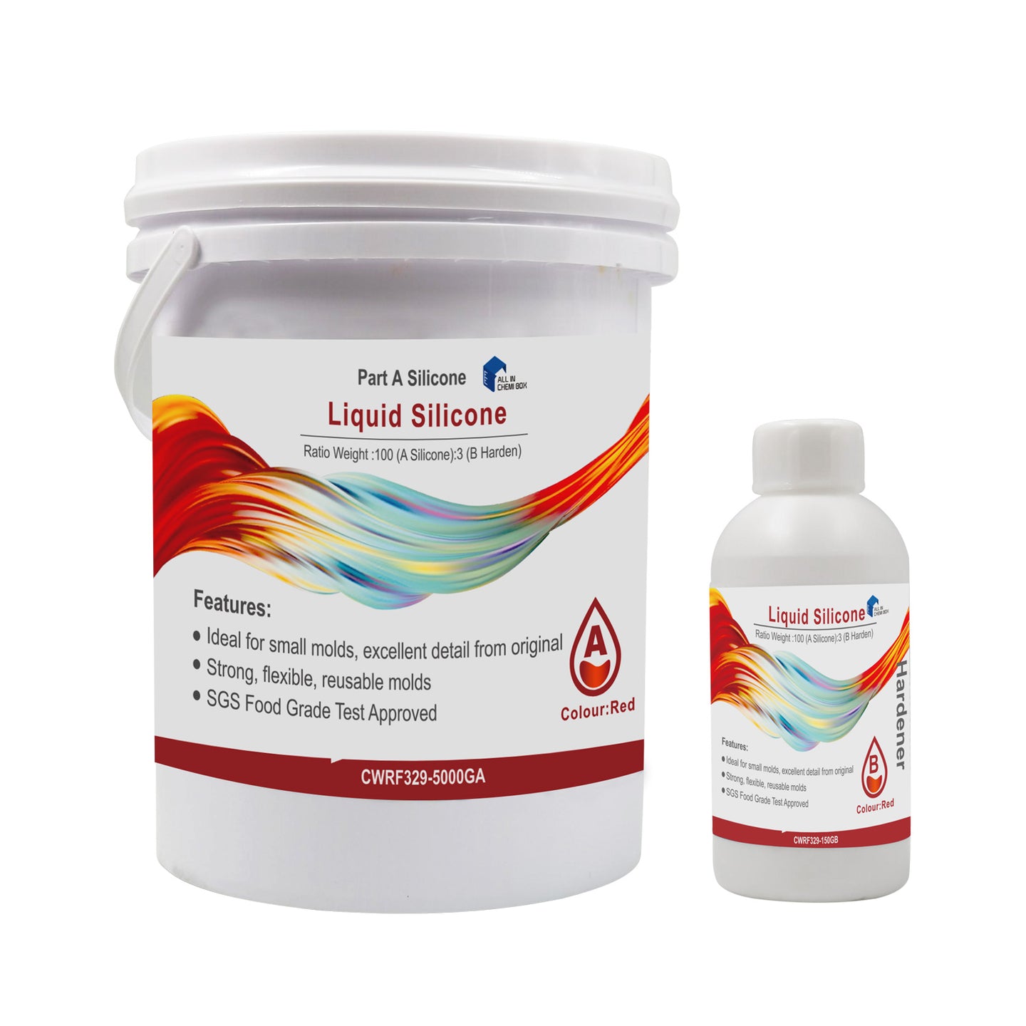 {{ SH25 Liquid Silicone Rubber Mould Making Kit 100:3 Mix - 1Kg 5Kg 10Kg Red }} - Buy Car Parts Online at {{ Kaka Auto Parts }}.