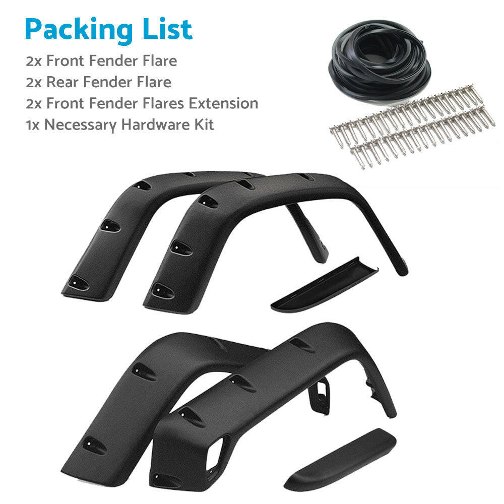 Pocket Style Matte Black Fender Flares Jungle Guard Suitable For Jeep Wrangler TJ 1997-2006