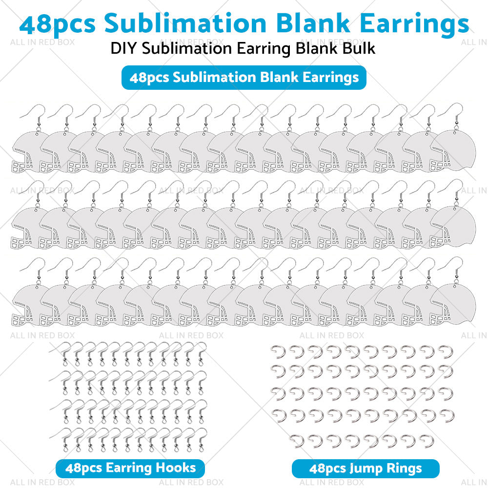 {{ 48PCS Sublimation Helmet Earring Blank MDF Double-Sided w  Hook and Jump Ring }} - Buy Car Parts Online at {{ Kaka Auto Parts }}.