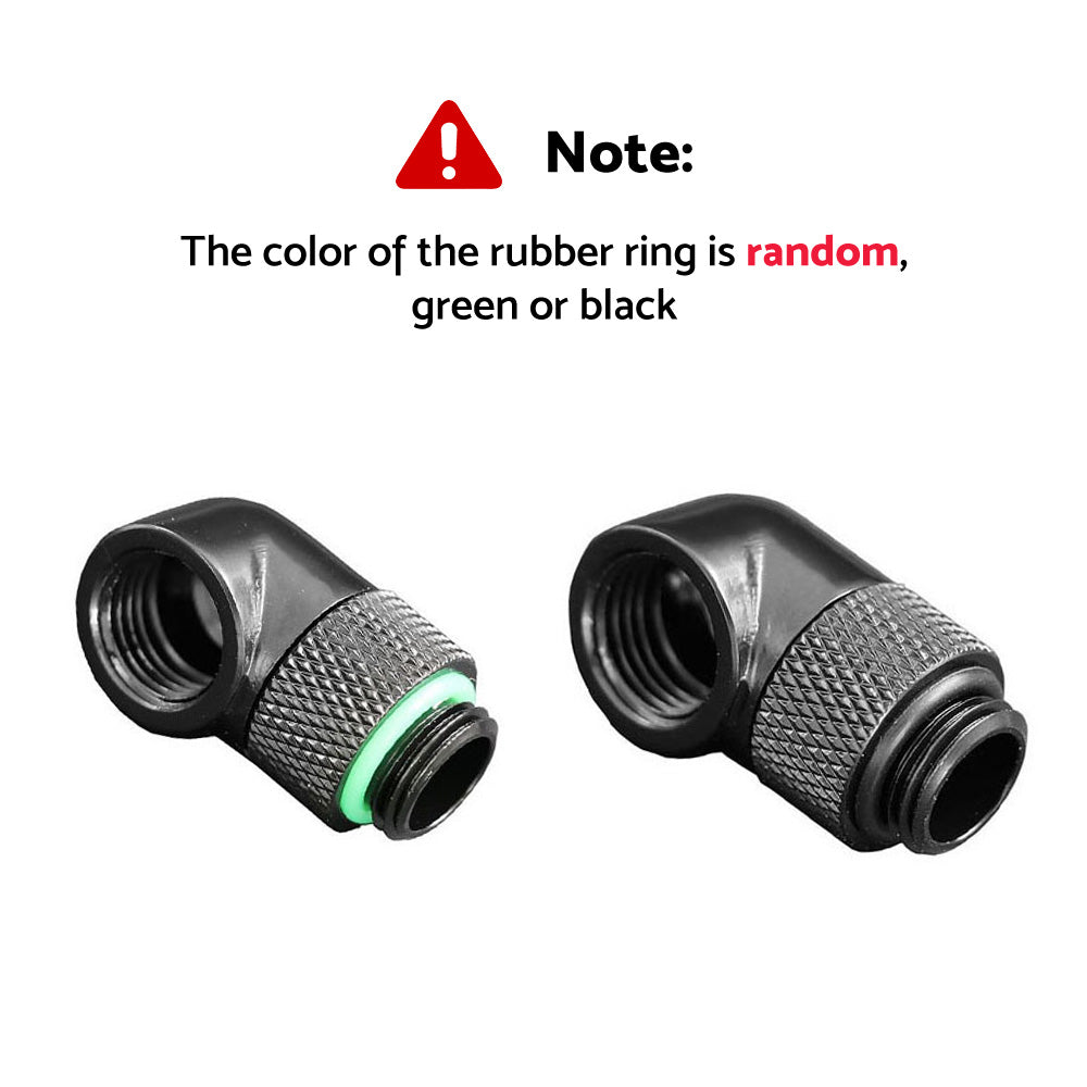 2PCS Black Green Water Cooling G1 4 Thread 90 Angle Rotary Elbow Adapter Fitting