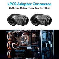 2PCS Black Green Water Cooling G1 4 Thread 90 Angle Rotary Elbow Adapter Fitting