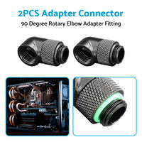 2PCS Black Green Water Cooling G1 4 Thread 90 Angle Rotary Elbow Adapter Fitting