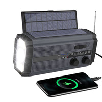 Solar Hand Crank Radio Emergency Weather 5000mAh Power Bank Flash Light Black