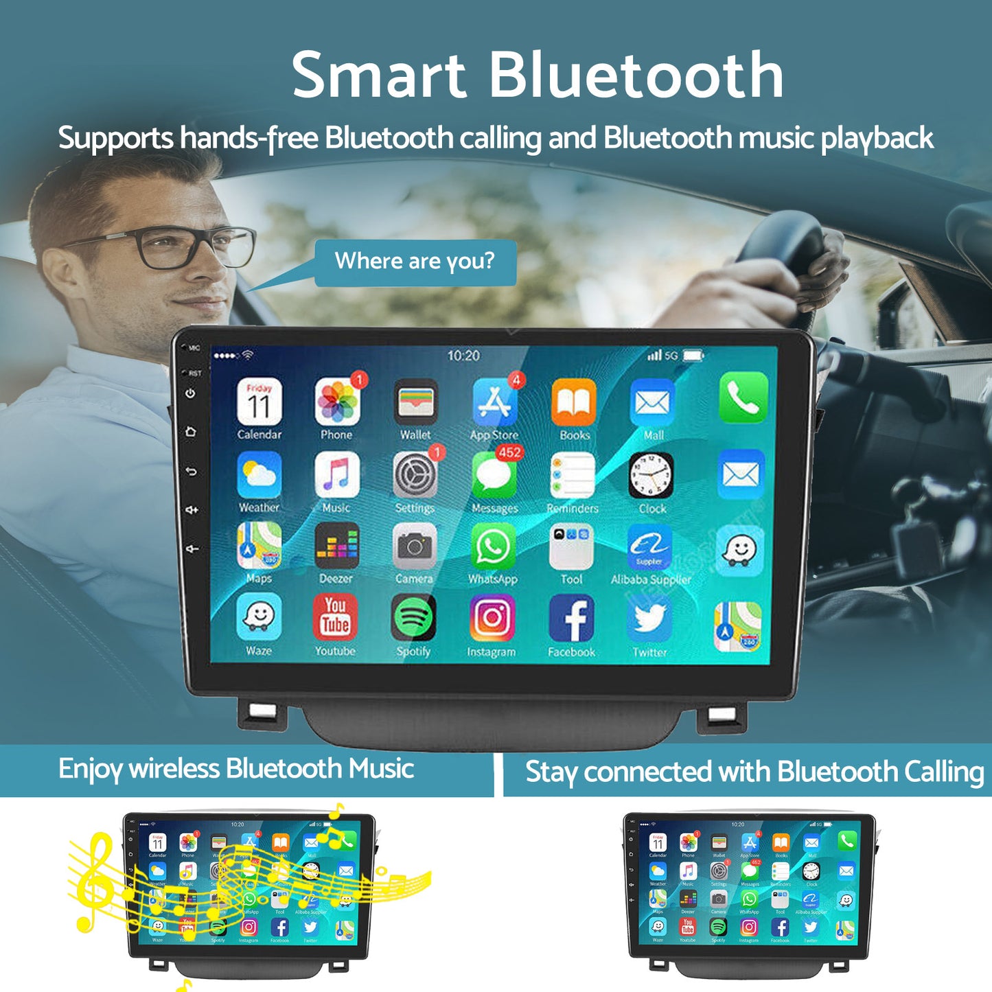 In-Dash Units 9" Touch Screen Stereo CarPlay Suitable For Toyota Corolla 2009-13