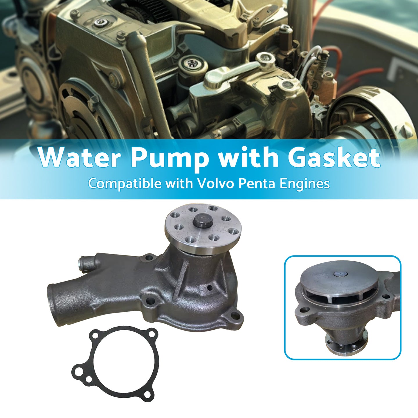 {{ 65142A1 Water Pump With Gasket Suitable For Mercruiser Marine 884727 814755 2. 5 }} - Buy Car Parts Online at {{ Kaka Auto Parts }}.