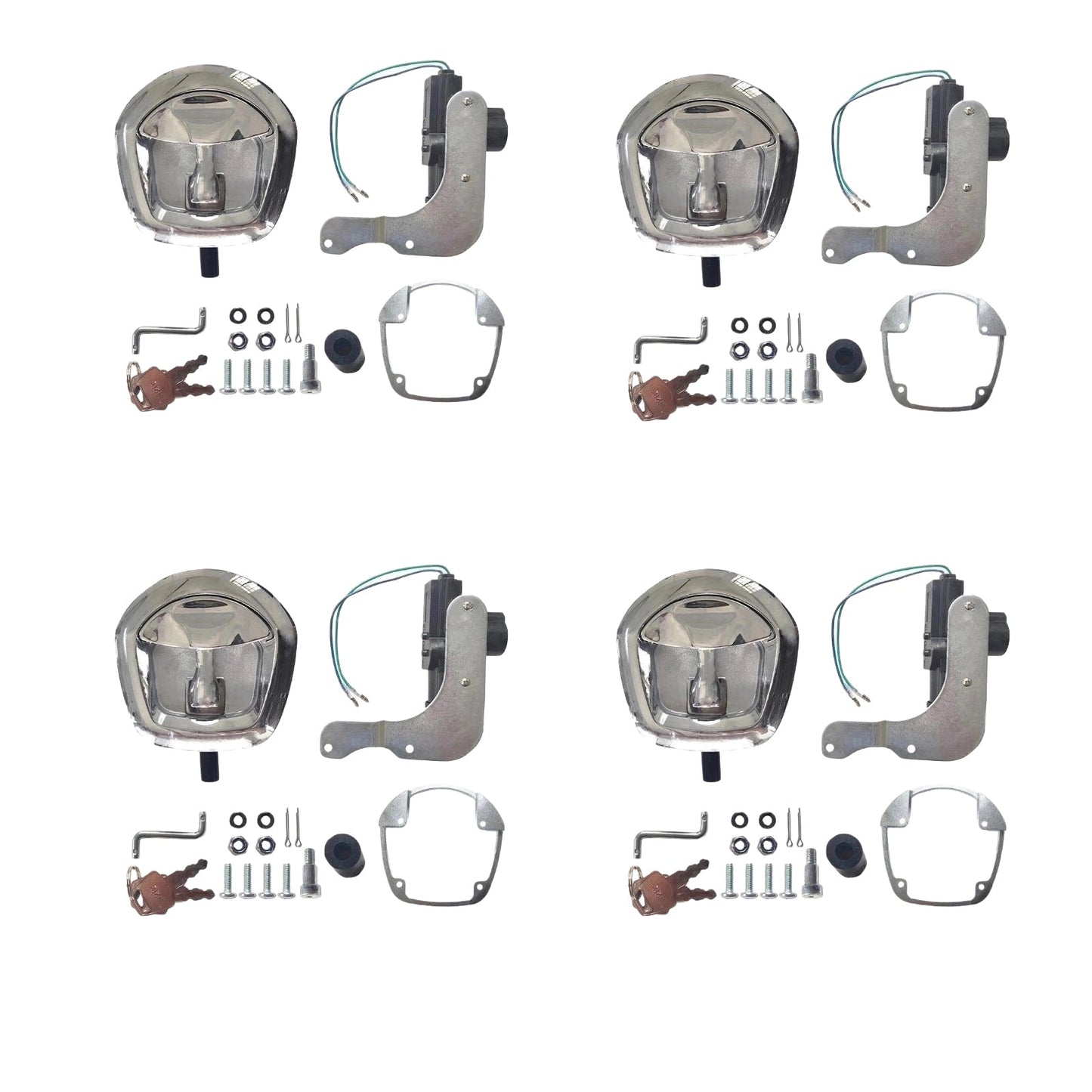 4x Chrome Power Operated Recessed Folding Whale Tail T-Lock Handle Suitable For Toolbox