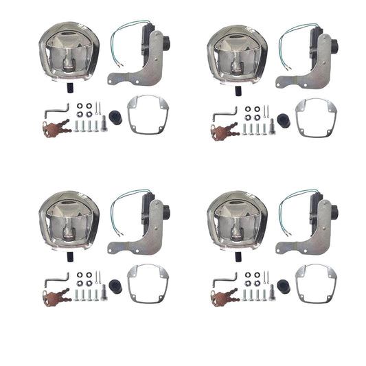 4x Chrome Power Operated Recessed Folding Whale Tail T-Lock Handle Suitable For Toolbox