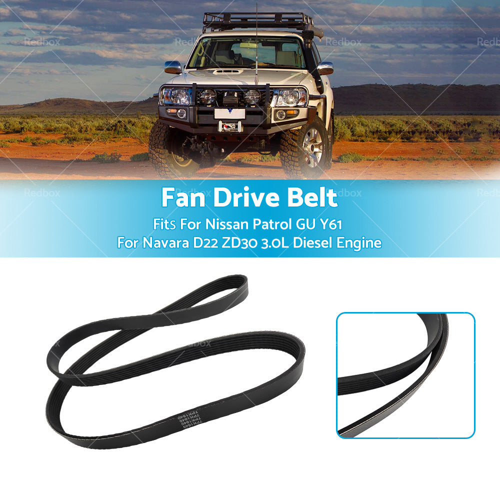 {{ 7PK1640 Fan Drive Belt Suitable for Nissan Patrol GU Y61 Navara D22 Diesel 3. 0L }} - Buy Car Parts Online at {{ Kaka Auto Parts }}.