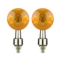 4x Chrome Motorcycle Turn Signal Lights Amber Indicators Blinker Universal Bulb