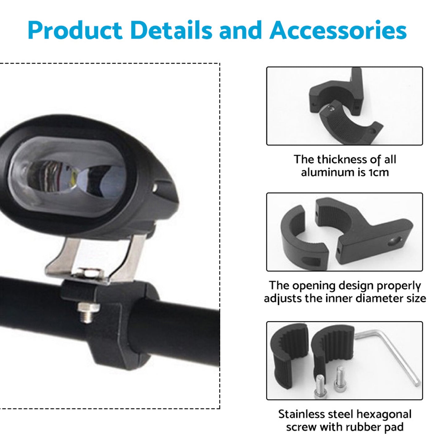 4x 19-32mm (1.2 Inch) Bullbar Pipe Mount Bracket Clamps Suitable For LED Work Light Bar 3 Set Insert