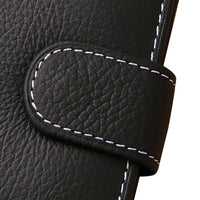 Mens Wallet Black Bi Fold with Top Layer Cowhide Leather Card Slots Coin Pocket