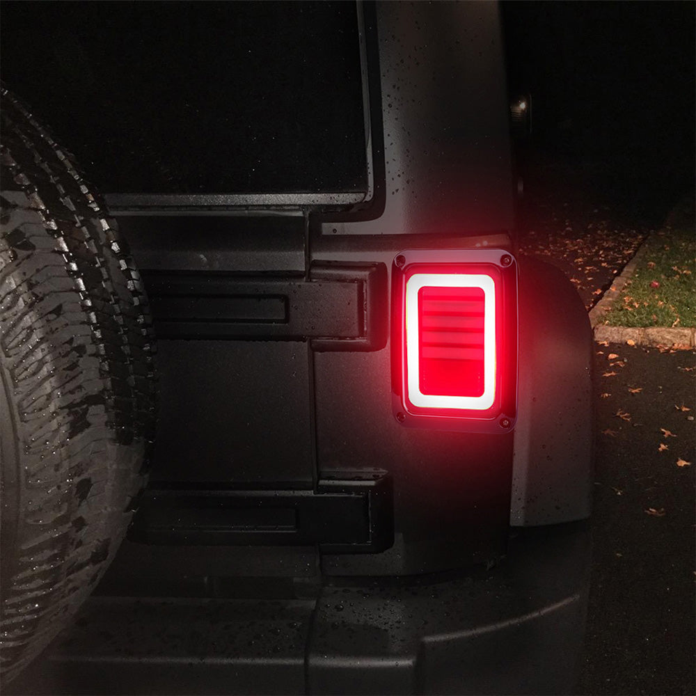 Smoked Black LED Tail Lights Rear Lamp Suitable For Jeep Wrangler JK 2007-2017