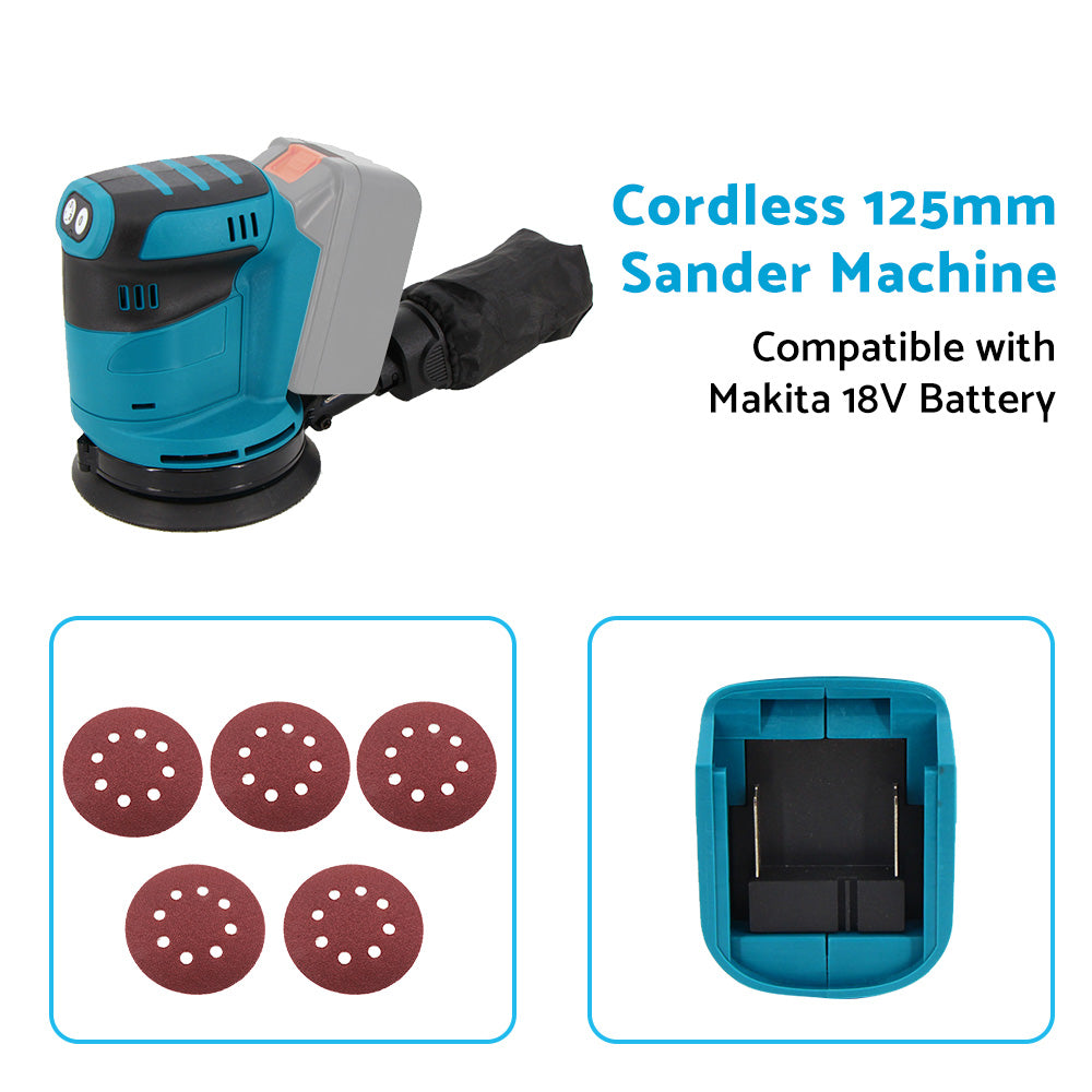 {{ Cordless 125MM Random Orbital Sander Machine Suitable For Makita 18V Battery }} - Buy Car Parts Online at {{ Kaka Auto Parts }}.
