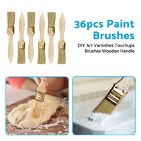 36PCS 1inch Chip Paint Brush DIY Art Varnishes Touchups Brushes Wooden Handle 1inch
