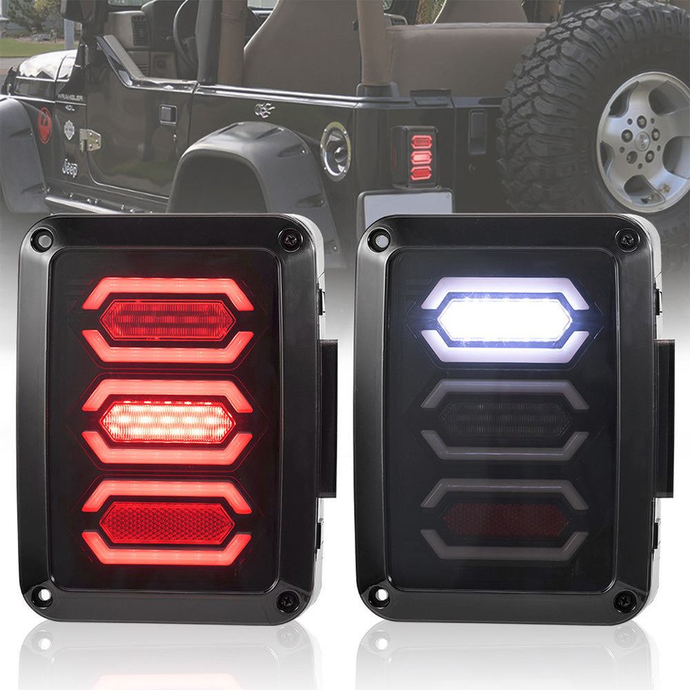 Smoked LED Tail Lights Rear Lamp Suitable For Jeep Wrangler JK 2007-2017