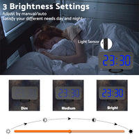 {{ Digital Alarm Clock Mirror LED Display Snooze Function Dim Mode Wall Bedroom }} - Buy Car Parts Online at {{ Kaka Auto Parts }}.