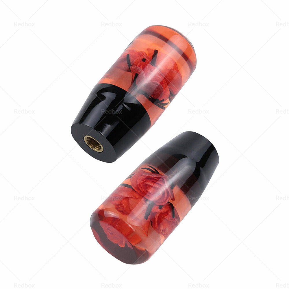 {{ 10CM Clear Red Real Flowers Manual Gear Stick Shift Knob Lever Shifter }} - Buy Car Parts Online at {{ Kaka Auto Parts }}.