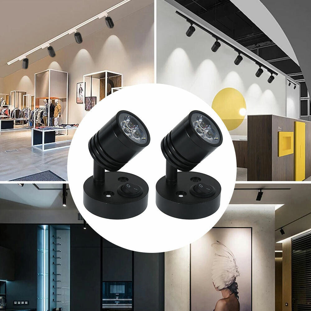 2x 12V LED Interior Spot Reading Light Wall Lamp with Switch Suitable For Caravan Camper